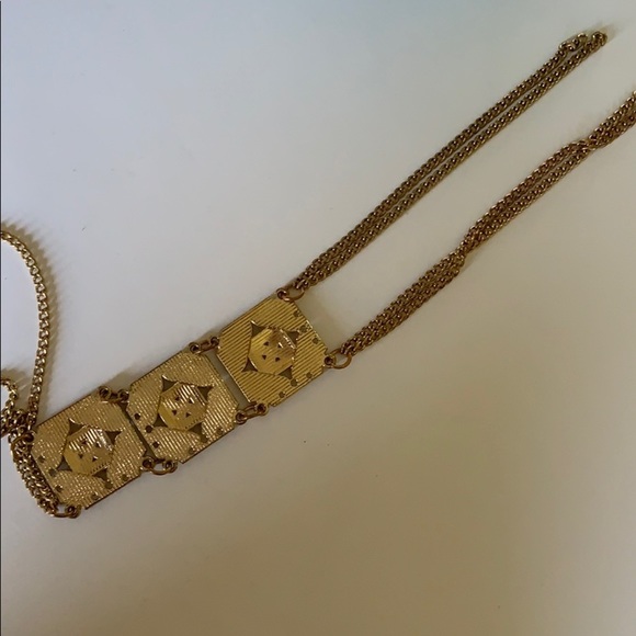 Gold Tone Long‎ 3 Square Tassel Necklace - Picture 5 of 6